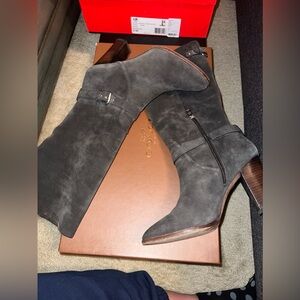 Coach dark green suede leather boots